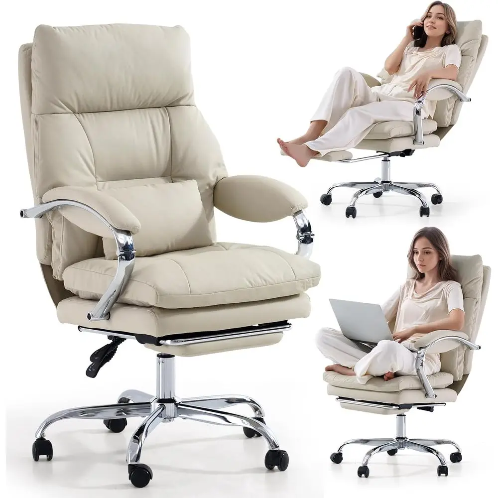 Ergonomic 155° Reclining Executive Computer Chair in Beige with Footrest
Ergonomic 155° Reclining Executive Computer Chair in Beige with Footrest