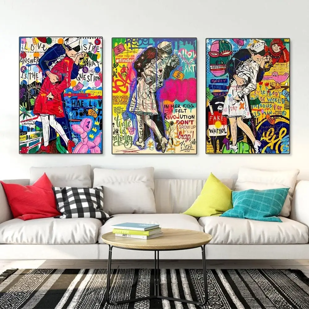 Graffiti Pop Art Victory Kiss Canvas Painting Lover Kissing Posters and Prints Wall Art Picture for Living Room Home Decor
Graffiti Pop Art Victory Kiss Canvas Painting Lover Kissing Posters and Prints Wall Art Picture for Living Room Home Decor