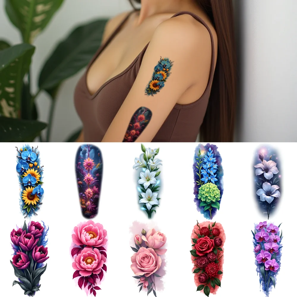 9pcs Temporary Tattoo Hydrangeas Colorful Realism Orchids Sunflowers Realistic Temporary Tattoos Roses For Adult Arms Back
9pcs Temporary Tattoo Hydrangeas Colorful Realism Orchids Sunflowers Realistic Temporary Tattoos Roses For Adult Arms Back