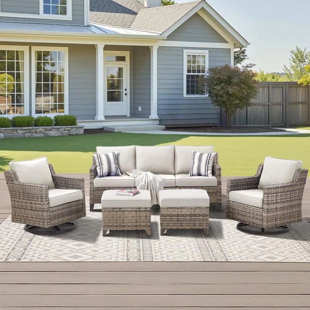 Outdoor Patio Furniture Set-5 Pieces Wicker Outdoor Furniture with Swivel Patio Chairs Outdoor Patio Conversation Sets
Outdoor Patio Furniture Set-5 Pieces Wicker Outdoor Furniture with Swivel Patio Chairs Outdoor Patio Conversation Sets