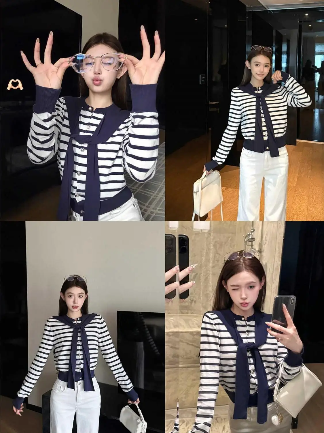 Blue Striped Navy Collar Knitted Open Cardigan Women's Spring Autumn Thin Long Sve round Ne Outerwear Top New 2025 Sle
Blue Striped Navy Collar Knitted Open Cardigan Women's Spring Autumn Thin Long Sve round Ne Outerwear Top New 2025 Sle