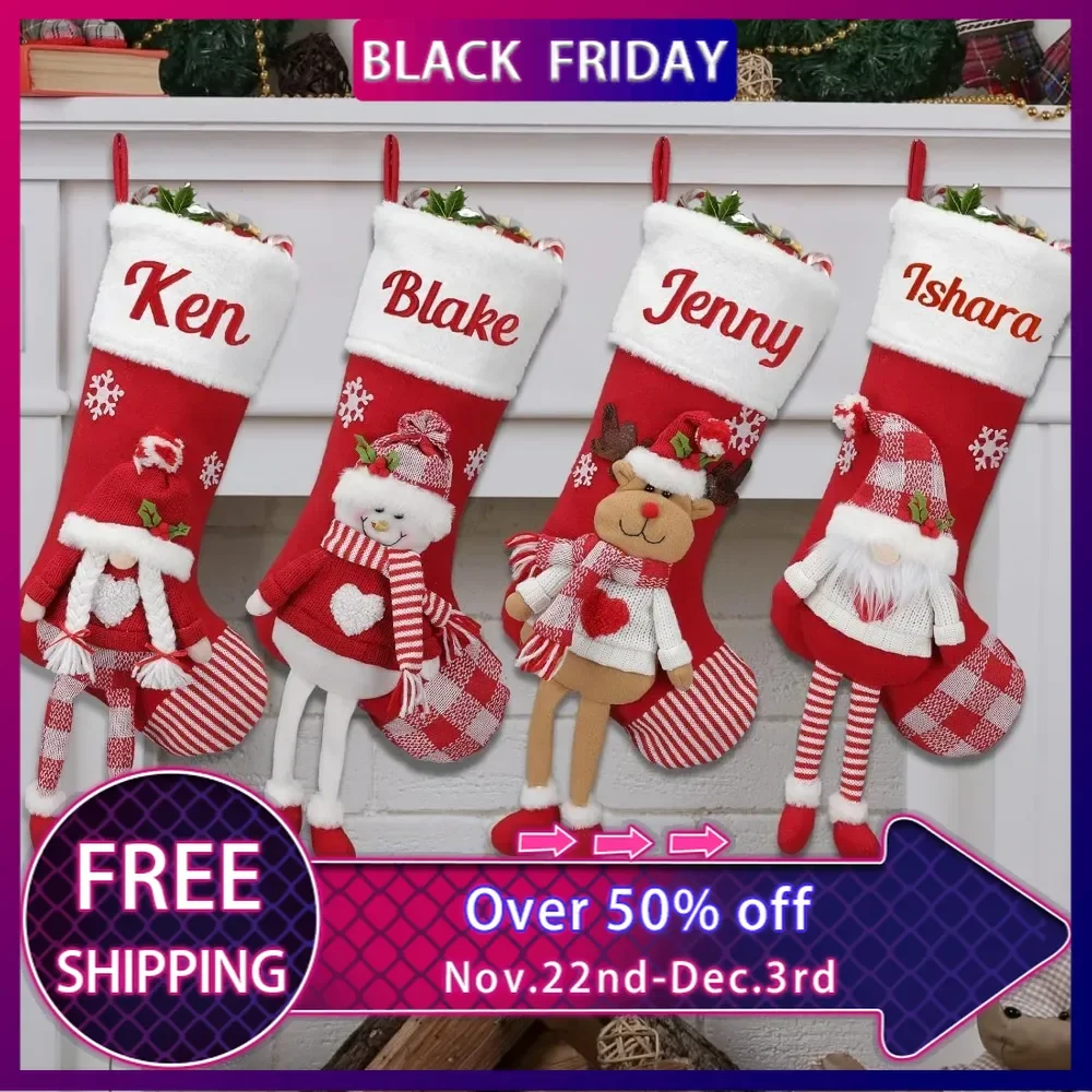 Christmas Stockings with Name-18 Large Red Custom Name Family Christmas Stocking, Xmas Stockings for Holiday Party Décor (8 pcs)
Christmas Stockings with Name-18 Large Red Custom Name Family Christmas Stocking, Xmas Stockings for Holiday Party Décor (8 pcs)