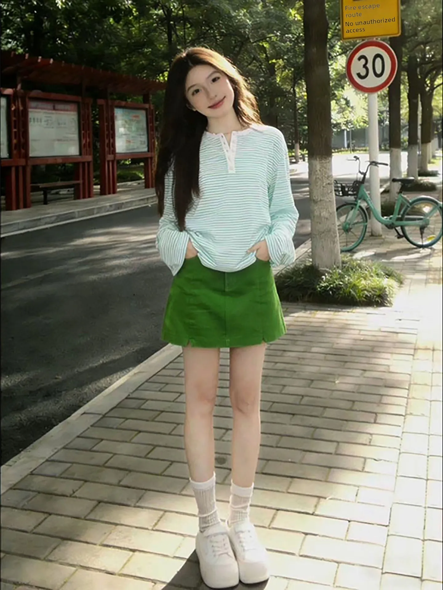 Mint Green Striped Long Sleeve Loose T-Shirt Women's High Waist Skirt Set Spring Dopaamine Fashion Breathable Ligh...
Mint Green Striped Long Sleeve Loose T-Shirt Women's High Waist Skirt Set Spring Dopaamine Fashion Breathable Ligh...