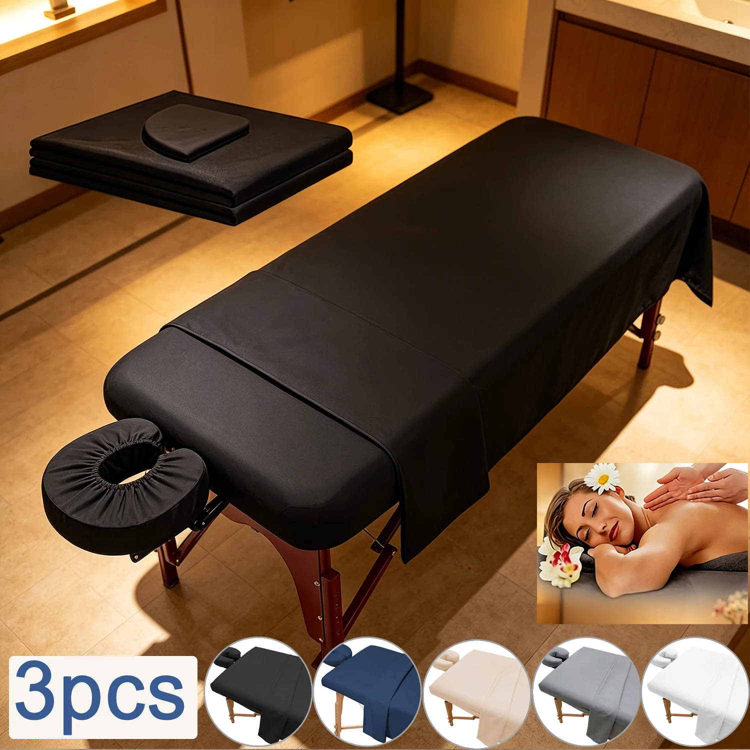 3pcs Salon Spa Bed Cover Set,Fitted Massage Bed Sheets & Pillowcase for Beauty Salon,Spa,Massage Solid-colored Massage Bed Cover
3pcs Salon Spa Bed Cover Set,Fitted Massage Bed Sheets & Pillowcase for Beauty Salon,Spa,Massage Solid-colored Massage Bed Cover