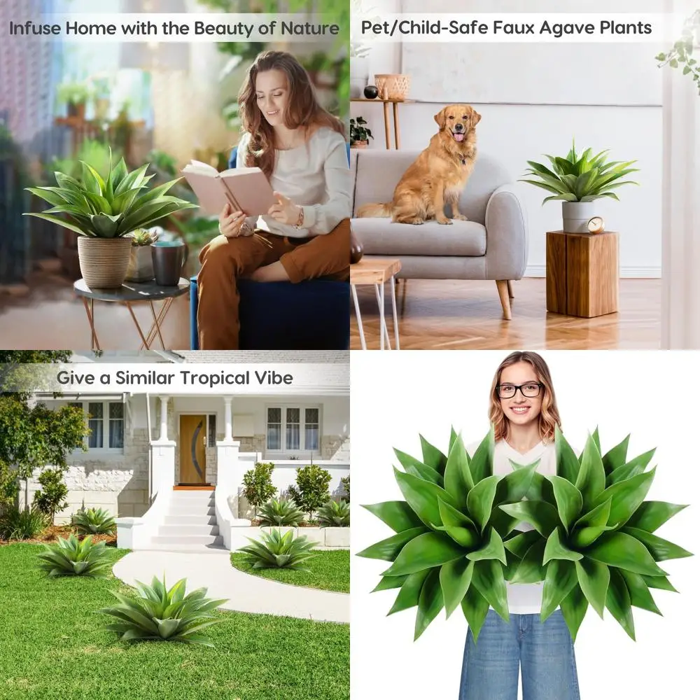 Set of 2 Large Outdoor Artificial Agave Plants, UV-Resistant Faux Succulents for Home Decor, No Pot
Set of 2 Large Outdoor Artificial Agave Plants, UV-Resistant Faux Succulents for Home Decor, No Pot