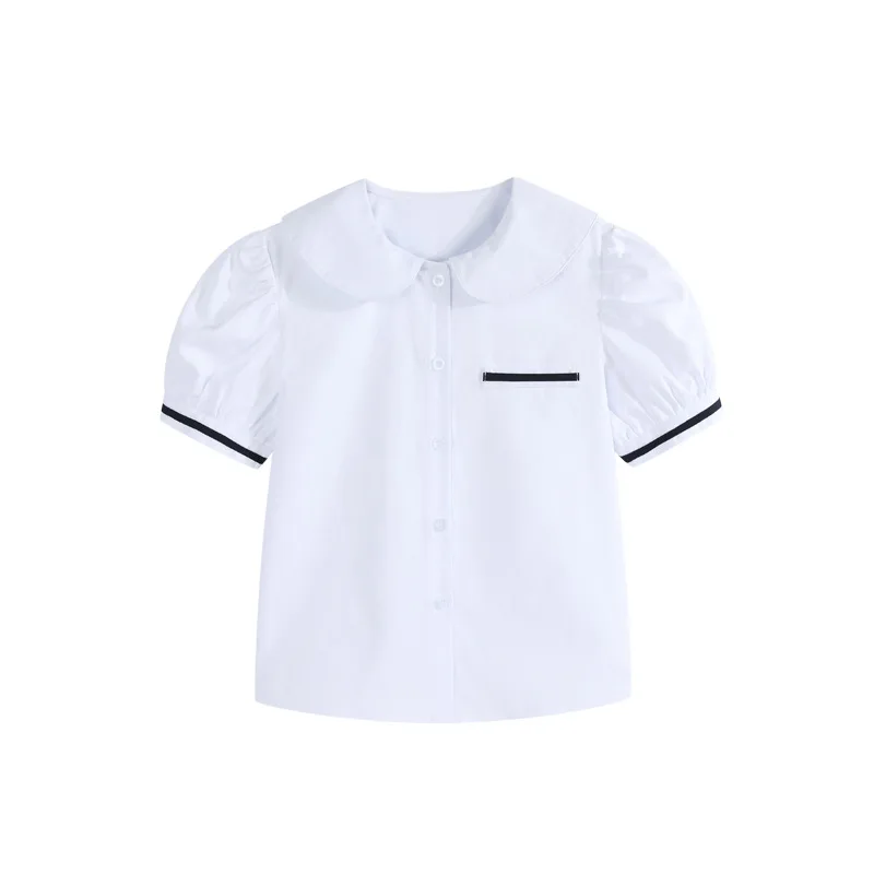 Kids girls white shirt Children's New short-sleeved summer cotton academy performance clothes
Kids girls white shirt Children's New short-sleeved summer cotton academy performance clothes