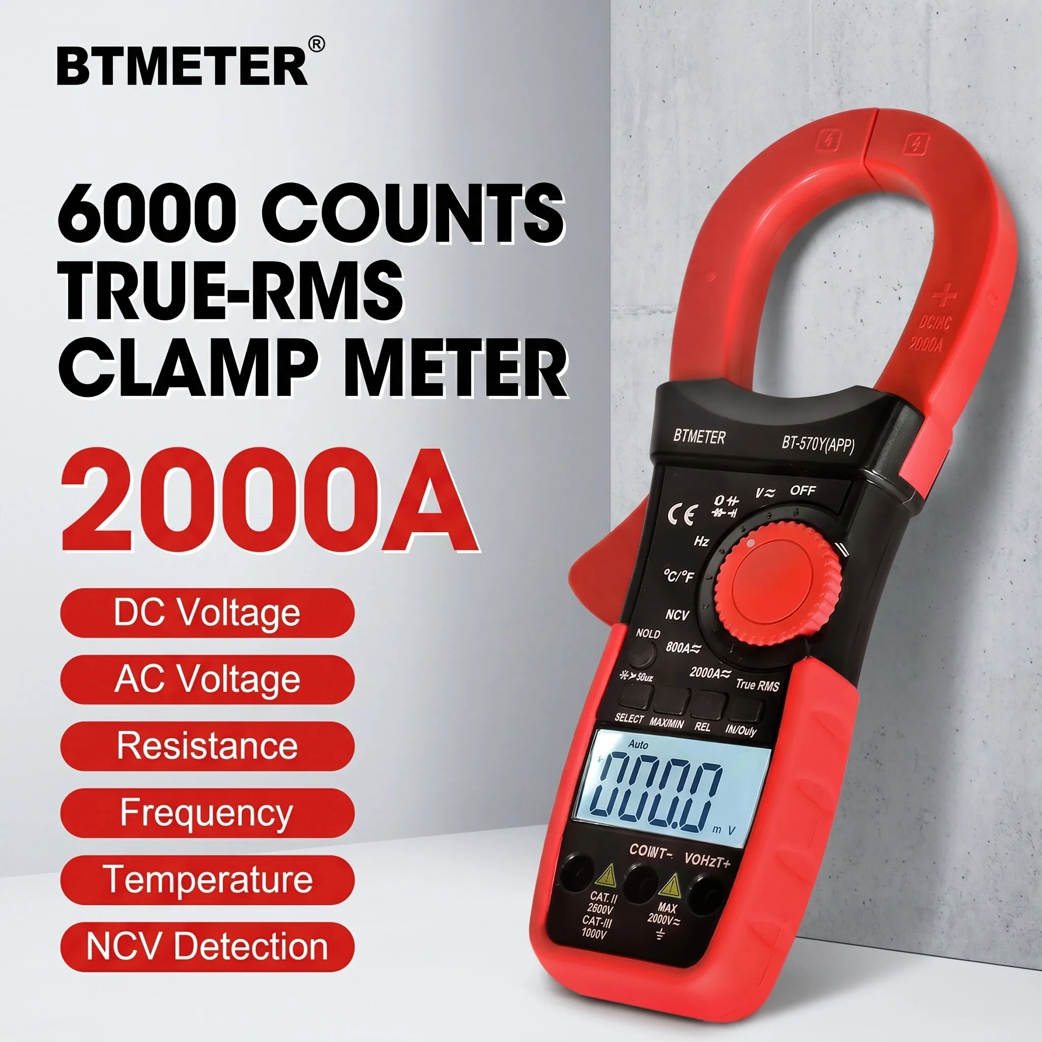 HOLDPEAK Smart Clamp Multimeter Bluetooth APP AC DC Current Voltage True RMS NCV 2000A Meter
HOLDPEAK Smart Clamp Multimeter Bluetooth APP AC DC Current Voltage True RMS NCV 2000A Meter