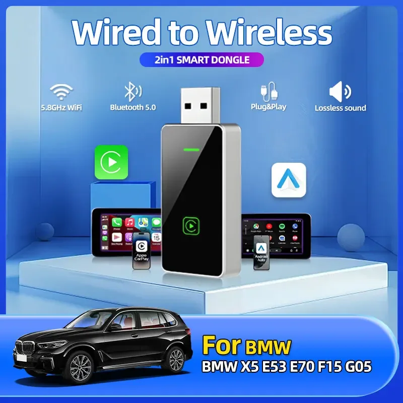 Carplay Wireless Adapter Android Auto 2in 1 Smart Dongle 2025 5G WIFI For iphone Android Phone For BMW X5 E53 E70 F15 G05
Carplay Wireless Adapter Android Auto 2in 1 Smart Dongle 2025 5G WIFI For iphone Android Phone For BMW X5 E53 E70 F15 G05