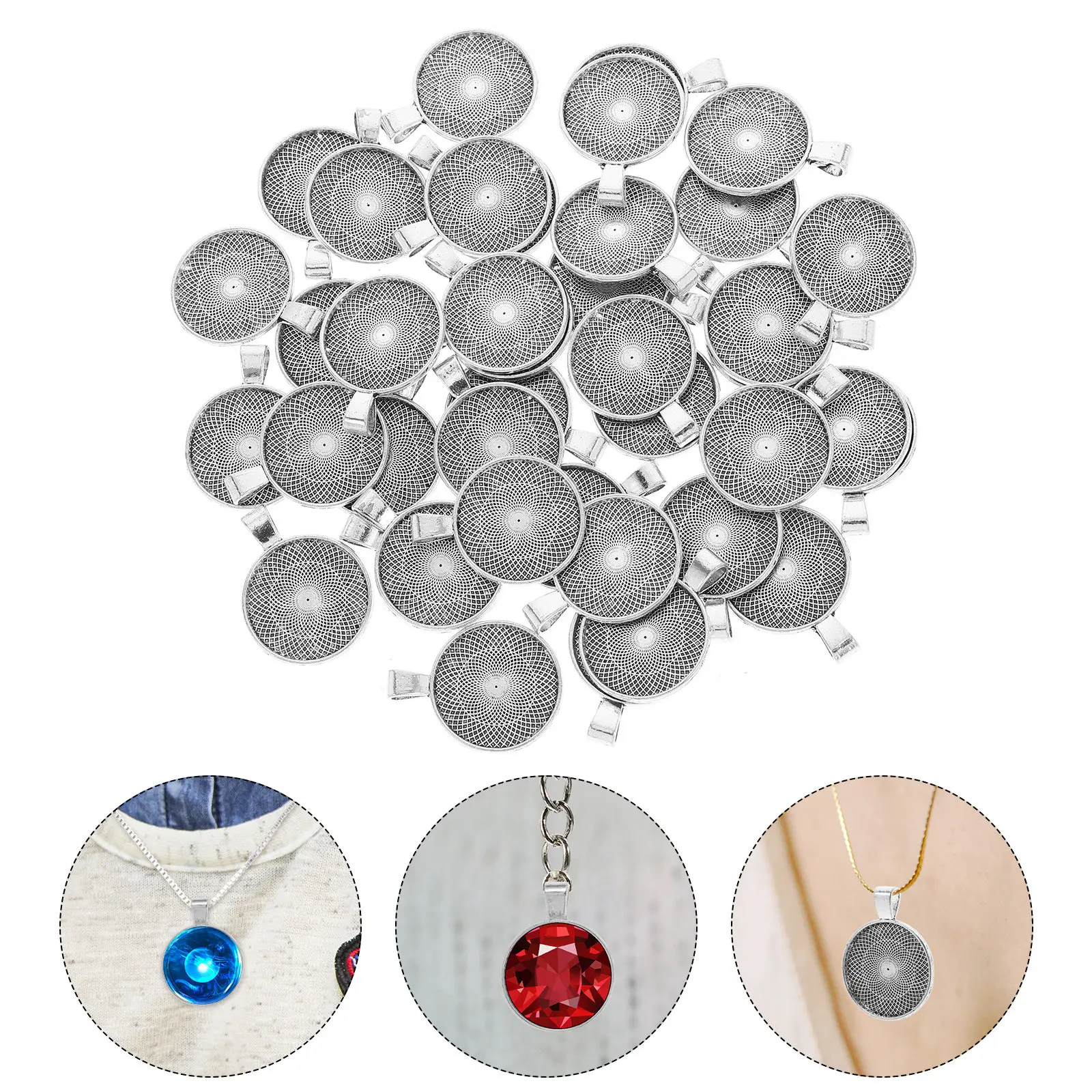 40Pcs Round Pendant Bezels Flat Tray Blanks for DIY Jewelry Crafts Cabochon Rhinestone Resin Embellishments Settings
40Pcs Round Pendant Bezels Flat Tray Blanks for DIY Jewelry Crafts Cabochon Rhinestone Resin Embellishments Settings