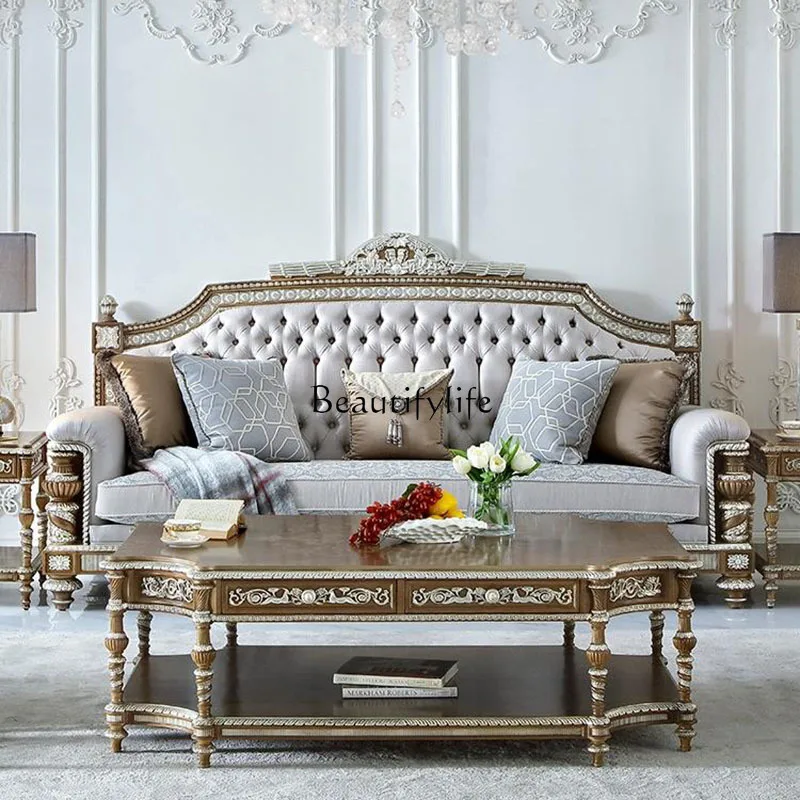 European solid wood engraving gold-painted sofa single double triple combination luxury customization
European solid wood engraving gold-painted sofa single double triple combination luxury customization