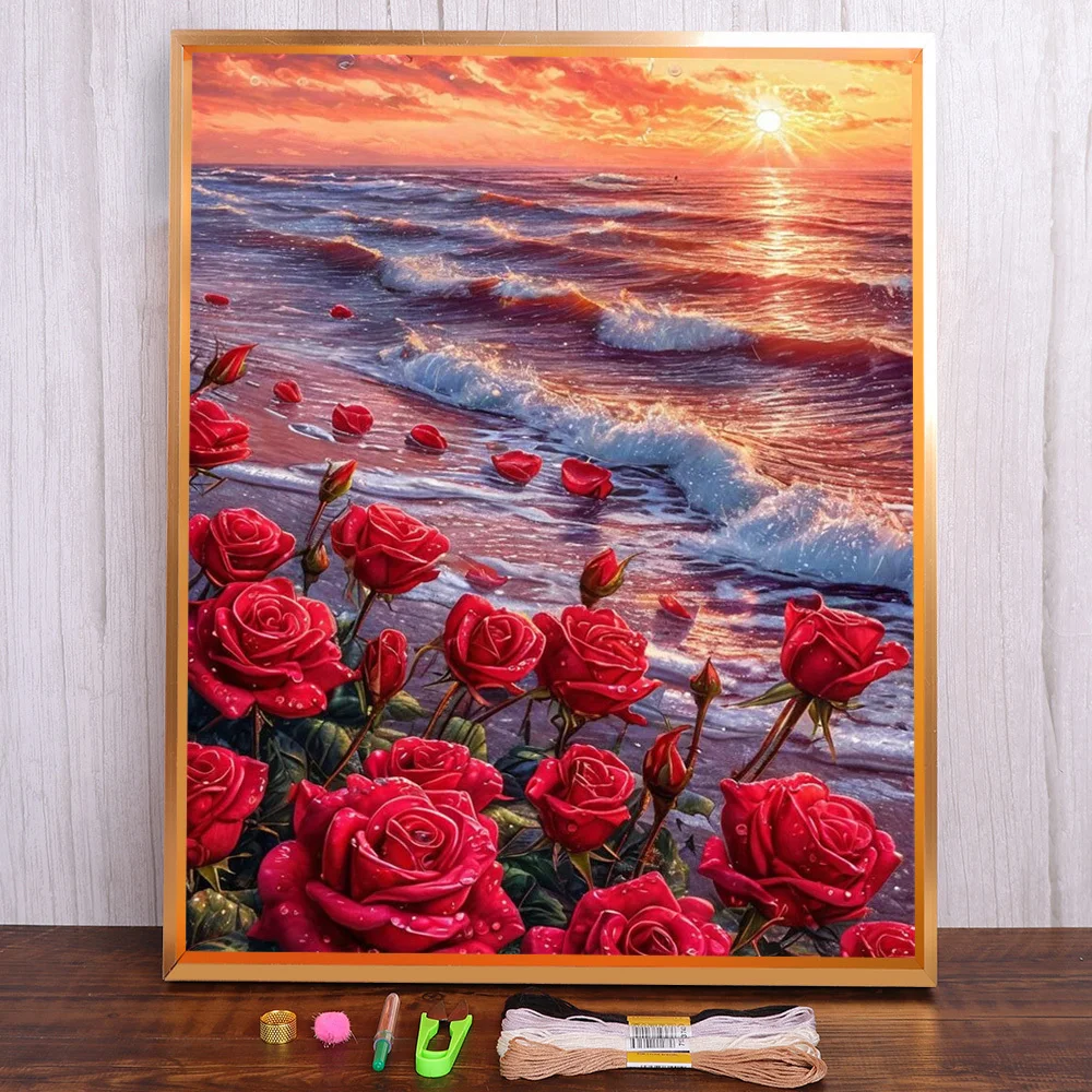 Seaside Rose Pre-Printed 11CT Cross Stitch Full Kit DIY Embroidery Sewing Handiwork Handmade Painting For Adults Mulina Package
Seaside Rose Pre-Printed 11CT Cross Stitch Full Kit DIY Embroidery Sewing Handiwork Handmade Painting For Adults Mulina Package