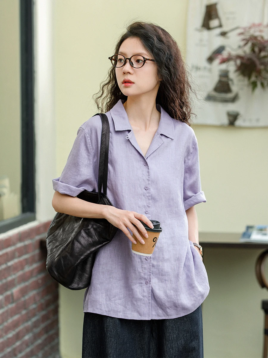 Original Design Linen Purple Shirt Women Summer Thin Loose Casual Top Turn-down Collar Short Sleeve Blouse Breathable Comfort...
Original Design Linen Purple Shirt Women Summer Thin Loose Casual Top Turn-down Collar Short Sleeve Blouse Breathable Comfort...