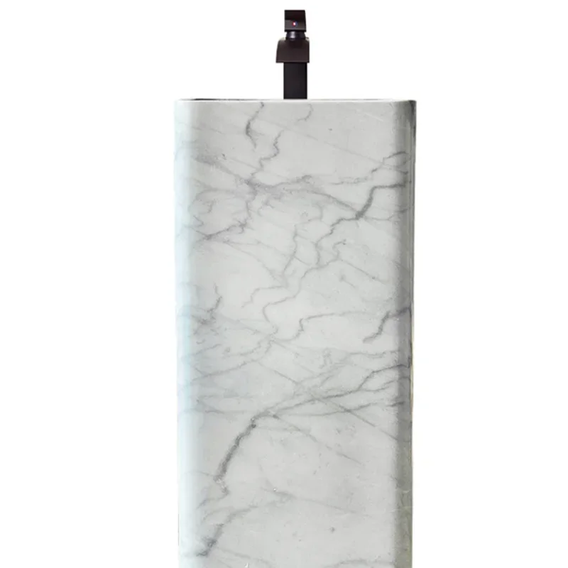 Natural marble integrated column hotel villa club light luxury stone hand washing floor washing table basin
Natural marble integrated column hotel villa club light luxury stone hand washing floor washing table basin