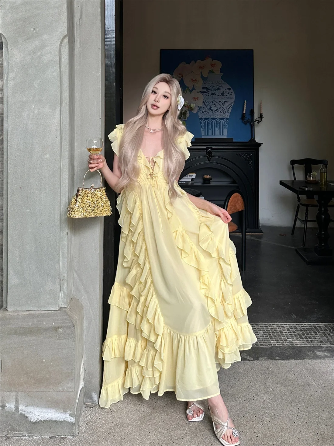 Юбка-фея Макси Dr с тяжелой вышивкой А-силуэта на талии с завязкой на талии Асимметричный подол Vaion Long Dr Глубокий V Нелоновый ремень
Юбка-фея Макси Dr с тяжелой вышивкой А-силуэта на талии с завязкой на талии Асимметричный подол Vaion Long Dr Глубокий V Нелоновый ремень