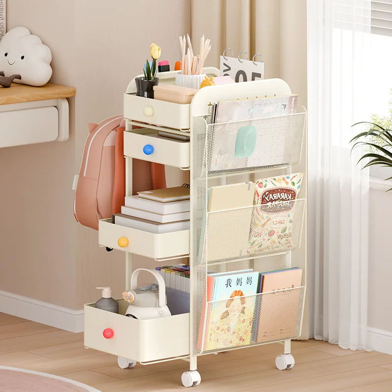 School bag shelf, movable trolley, mobile books, side storage artifact, home use
School bag shelf, movable trolley, mobile books, side storage artifact, home use