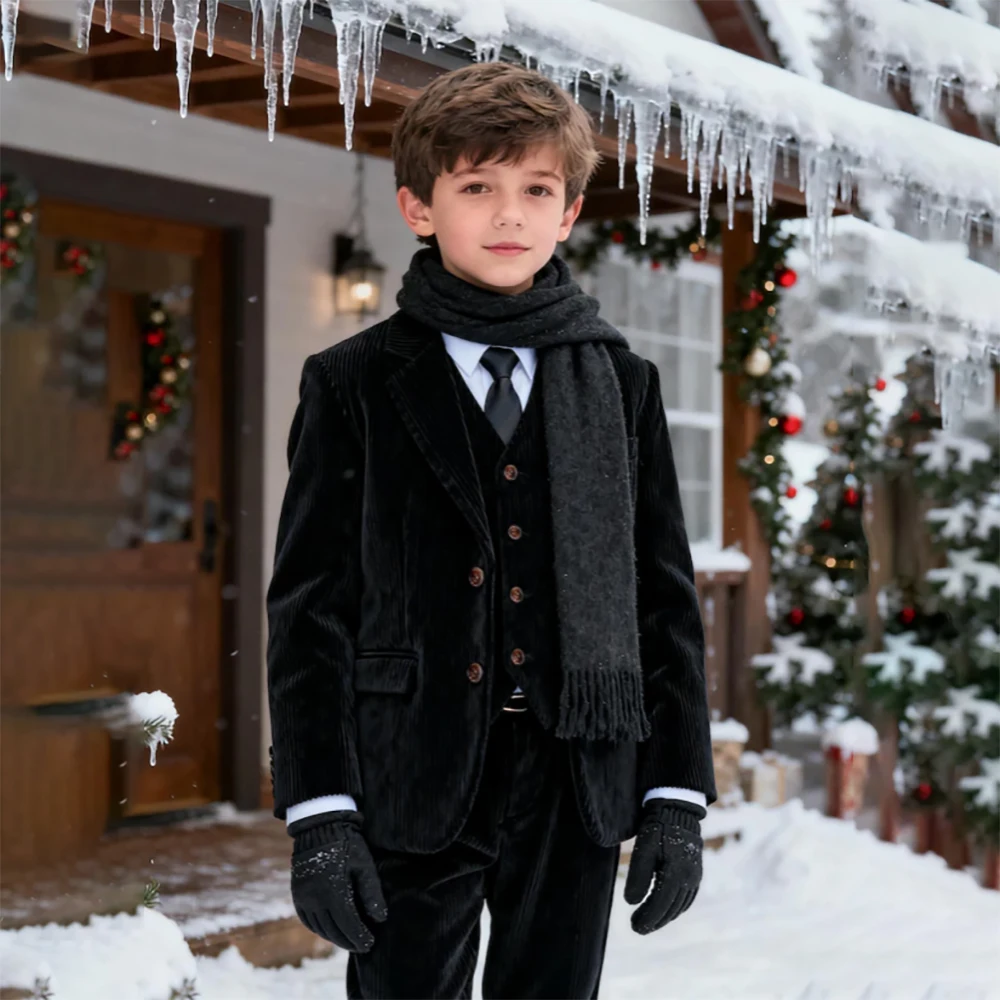 Luxury Black Velvet Boy's Suits 3 Piece Jacket Pants Vest Fashion Single Breasted Notch Lapel Slim Fit Children Clothing Sets
Luxury Black Velvet Boy's Suits 3 Piece Jacket Pants Vest Fashion Single Breasted Notch Lapel Slim Fit Children Clothing Sets