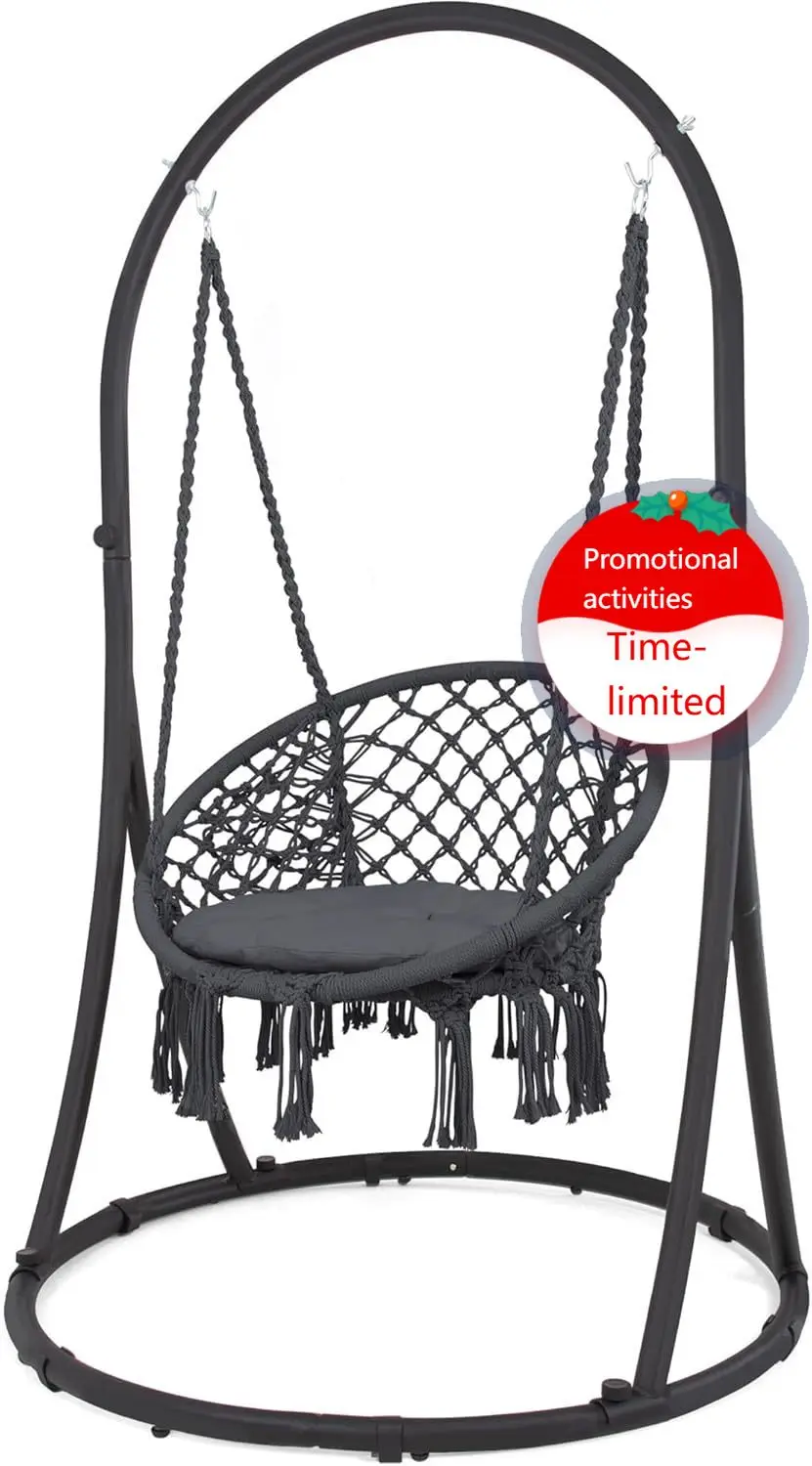 Indoor Hammock Swing Chair with Stand, Hanging Chair Outdoor with Stand, 330 lbs Capacity, Patent Pending, Grey
Indoor Hammock Swing Chair with Stand, Hanging Chair Outdoor with Stand, 330 lbs Capacity, Patent Pending, Grey