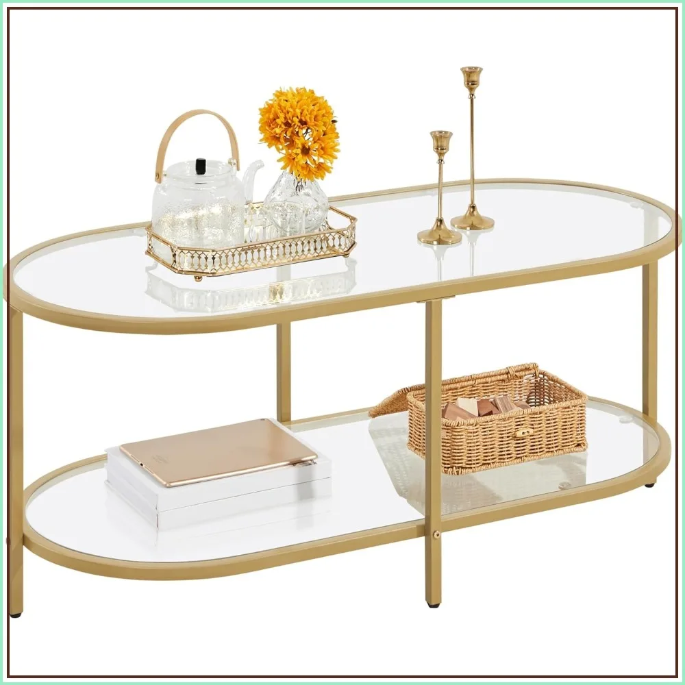 42" Oval Glass Coffee Table with Storage Shelf for Living Room, 2-Tier Center Table for Small Spaces
42" Oval Glass Coffee Table with Storage Shelf for Living Room, 2-Tier Center Table for Small Spaces