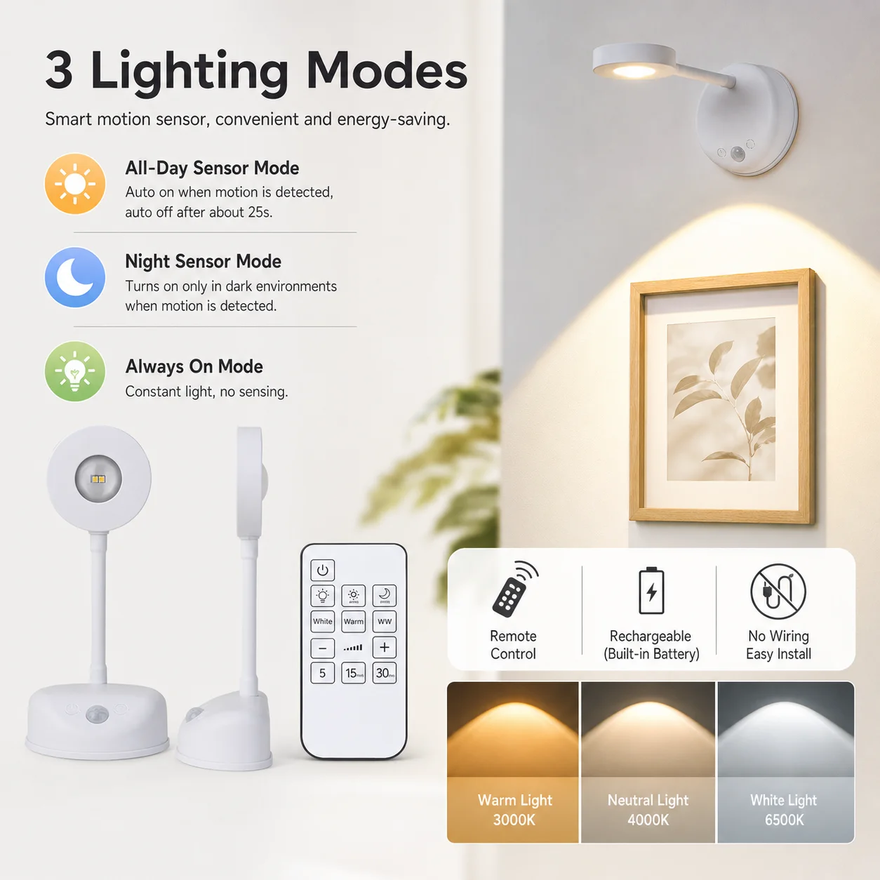 Type-C Rechargeable Motion Sensor Wall Light Wireless LED Picture Light Dimmable Spotlight for Paintings Hallway Bedroom
Type-C Rechargeable Motion Sensor Wall Light Wireless LED Picture Light Dimmable Spotlight for Paintings Hallway Bedroom