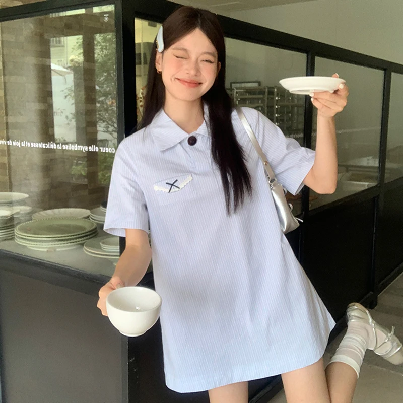 2024 New Women Striped Turn-down Collar Button Summer Casual Sweet Short Shirt Dress
2024 New Women Striped Turn-down Collar Button Summer Casual Sweet Short Shirt Dress