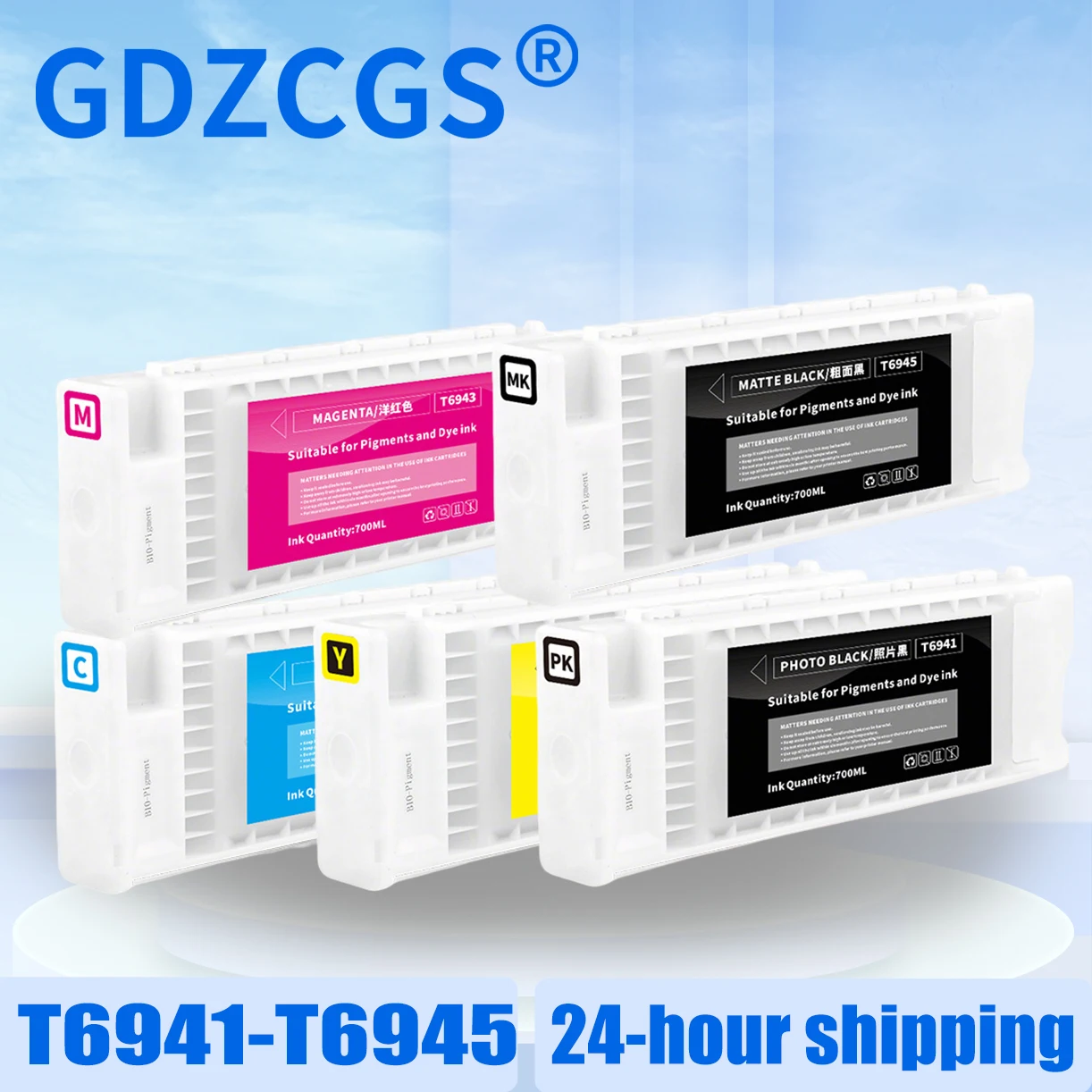 T6941-T6945 Ink Cartridges Compatible For Epson SC T3200 T5200 T7200 T3270 T5270 T7270 T3000 T5000 T7000 T3070 T5070 Printer Ink
T6941-T6945 Ink Cartridges Compatible For Epson SC T3200 T5200 T7200 T3270 T5270 T7270 T3000 T5000 T7000 T3070 T5070 Printer Ink
