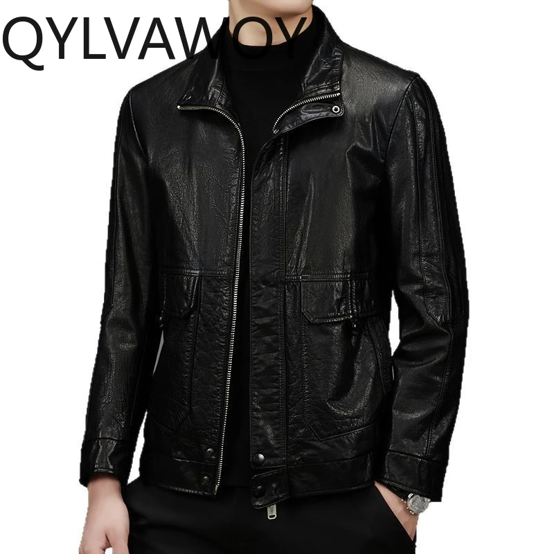 QYLVAWOY Real Cowhide Men's Leather Jacket Spring and Autumn Jacket Lapel Coat Slim-fit Casual Jackets for Man Lederjacke Zipper
QYLVAWOY Real Cowhide Men's Leather Jacket Spring and Autumn Jacket Lapel Coat Slim-fit Casual Jackets for Man Lederjacke Zipper