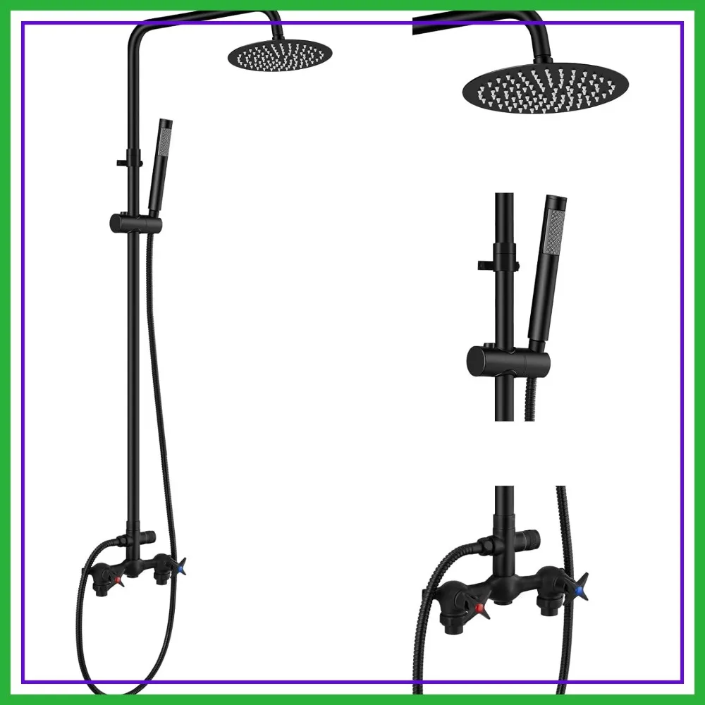 Outdoor Shower Kit with 8 Inch Rain Shower Head and Handheld Sprayer, Adjustable Height 43-52 inch, Matte Black
Outdoor Shower Kit with 8 Inch Rain Shower Head and Handheld Sprayer, Adjustable Height 43-52 inch, Matte Black