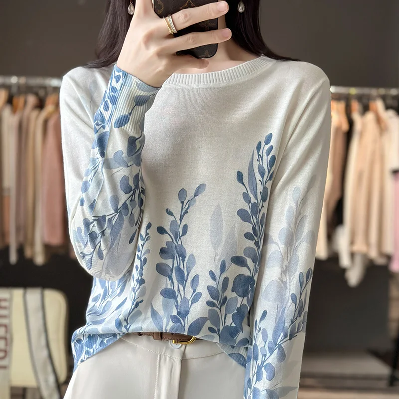 Women's knitted long sleeves, wool, round neck, printed, pullover, versatile and thin, 2025 spring and summer new style
Women's knitted long sleeves, wool, round neck, printed, pullover, versatile and thin, 2025 spring and summer new style