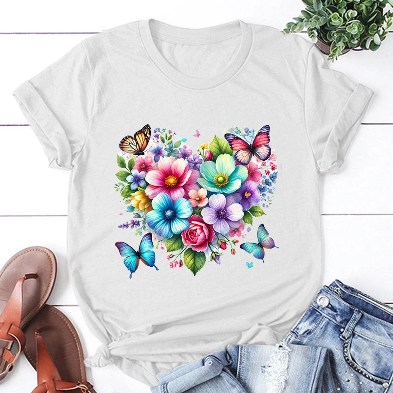 Fashion Love Flowers Butterfly Printed Short Sleeve Love Flowers Butterfly T-Shirt For Women Summer Casual T-Shirts
Fashion Love Flowers Butterfly Printed Short Sleeve Love Flowers Butterfly T-Shirt For Women Summer Casual T-Shirts