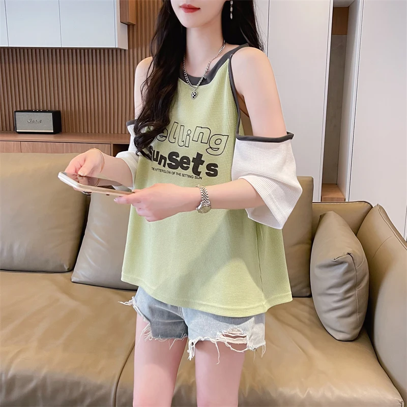 Summer New Short sleeved Off Shoulder T-shirt Women's Round Neck Student Top Large Loose Women's Wear
Summer New Short sleeved Off Shoulder T-shirt Women's Round Neck Student Top Large Loose Women's Wear