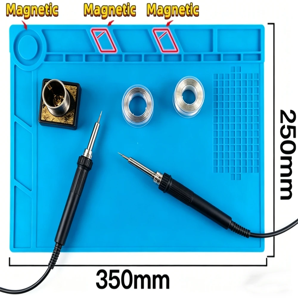 932°F Soldering Station Mat Silicone Work Mat Heat Resistant Anti-Static Magnetic Mat for Electronic Phone Laptop Watch Repair
932°F Soldering Station Mat Silicone Work Mat Heat Resistant Anti-Static Magnetic Mat for Electronic Phone Laptop Watch Repair