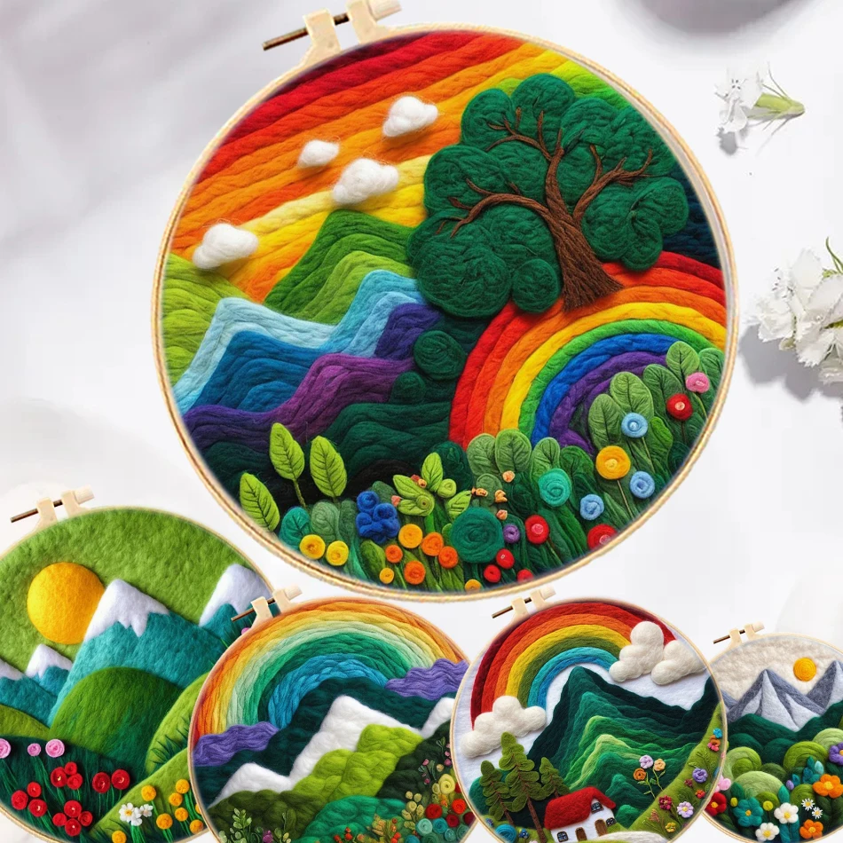 Wool Felting Painting Kit Rainbow Mountain Scenery Needle Wool Painting Handmade Needle Felting Supplies Handmade Home Decor
Wool Felting Painting Kit Rainbow Mountain Scenery Needle Wool Painting Handmade Needle Felting Supplies Handmade Home Decor