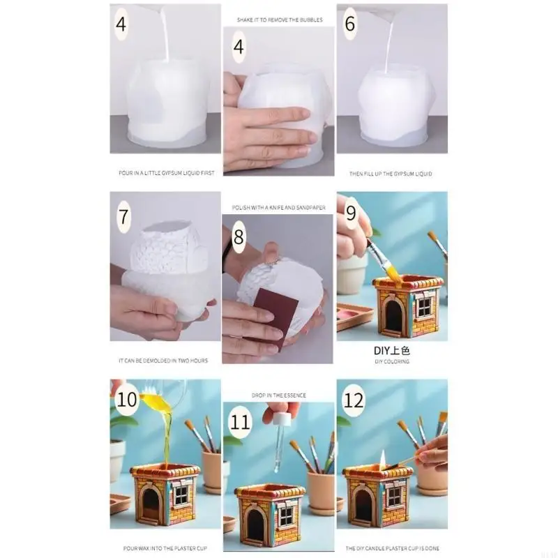 91AF Creative House Shaped Flowerpot Silicone Mold For DIY Jewelry Container Making Resin Crafts And Planters
91AF Creative House Shaped Flowerpot Silicone Mold For DIY Jewelry Container Making Resin Crafts And Planters