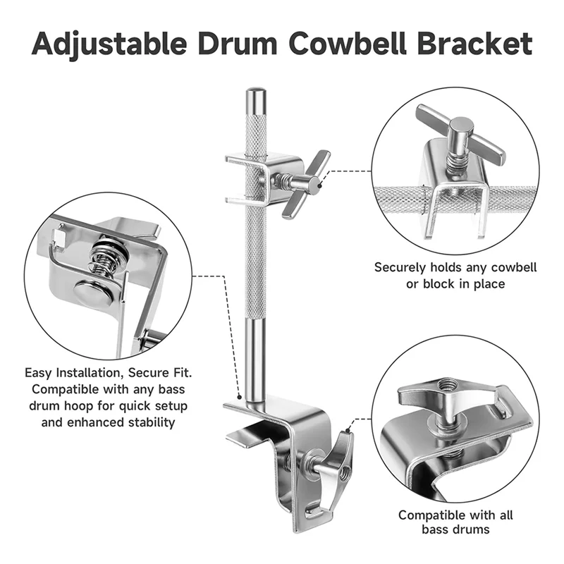 FSTE-6 Inch Cowbell And Cowbell Clamp, Adjustable Standard Cowbell Mount Holder, Percussion Accessory, Drum Key
FSTE-6 Inch Cowbell And Cowbell Clamp, Adjustable Standard Cowbell Mount Holder, Percussion Accessory, Drum Key