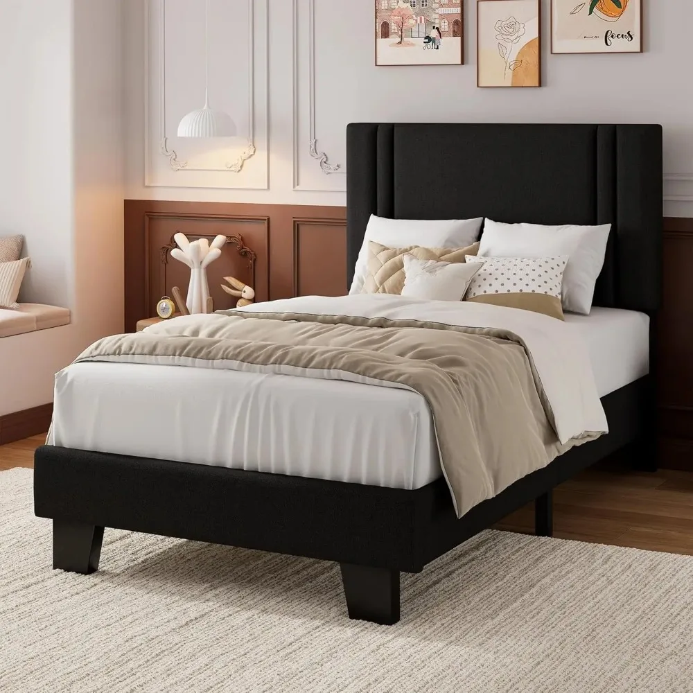 Customized Twin Size Platform Bed Frame, Fabric Upholstered Headboard with Thickened Legs, Solid Wood Mattress Foundation
Customized Twin Size Platform Bed Frame, Fabric Upholstered Headboard with Thickened Legs, Solid Wood Mattress Foundation