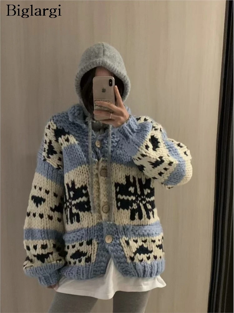 Knitted Autumn Winter Cardigan Women Floral Print Fashion Korean Style Loose Ladies Cardigans Long Sleeve Woman Sweater Coats
Knitted Autumn Winter Cardigan Women Floral Print Fashion Korean Style Loose Ladies Cardigans Long Sleeve Woman Sweater Coats
