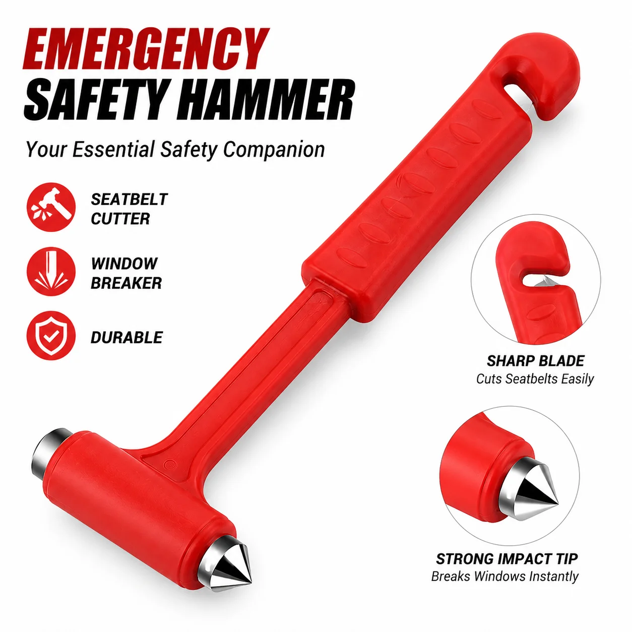 Auto Emergency Safety Hammer - Car Window Glass Breaker And Seat Belt Cutter - Vehicle Emergency Escape Tool for Truck SUV
Auto Emergency Safety Hammer - Car Window Glass Breaker And Seat Belt Cutter - Vehicle Emergency Escape Tool for Truck SUV