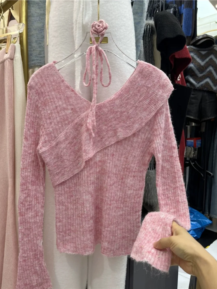 Irregular Knitted V-Neck Top Women's Fashion Spring Autumn Winter Wool Blend Slim Fit Long Sleeve Overhead Knot Neck Flower
Irregular Knitted V-Neck Top Women's Fashion Spring Autumn Winter Wool Blend Slim Fit Long Sleeve Overhead Knot Neck Flower