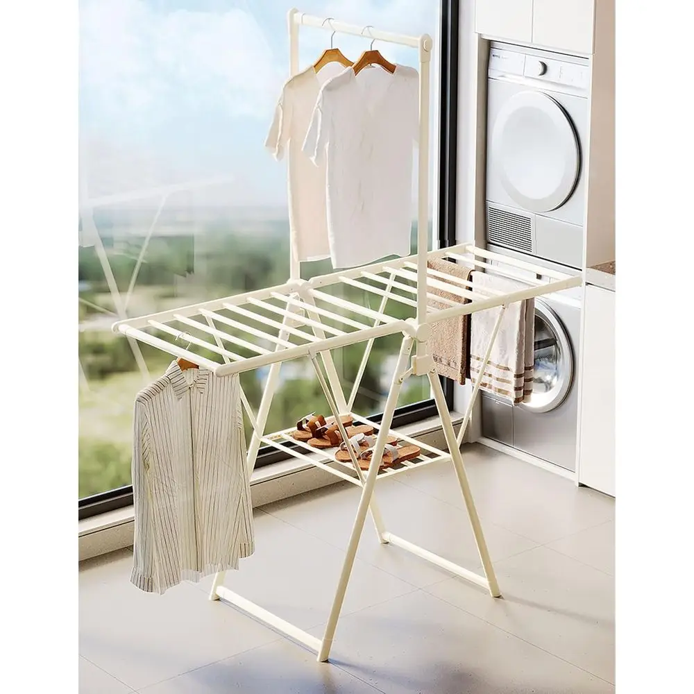 3-Level Adjustable Drying Rack with Folding Wings and Hanging Bar, Large Metal Floor-Standing for Indoor & Outdoor Use
3-Level Adjustable Drying Rack with Folding Wings and Hanging Bar, Large Metal Floor-Standing for Indoor & Outdoor Use