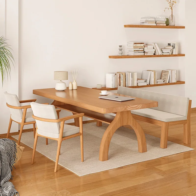 Original wood cream style double person desk, office desk, personalized double layer solid wood book dining table, designer styl
Original wood cream style double person desk, office desk, personalized double layer solid wood book dining table, designer styl