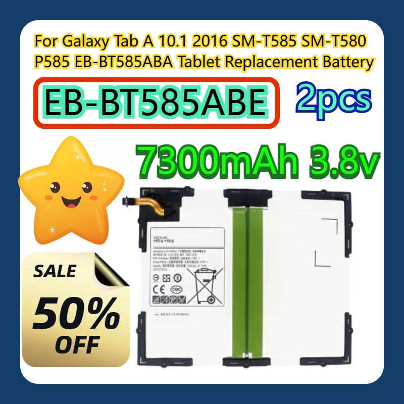 Для Galaxy Tab A 10,1 2016 SM-T585 SM-T580 P585 7300 мАч EB-BT585ABA EB-BT585ABE Сменный аккумулятор для планшета 2 шт.
Для Galaxy Tab A 10,1 2016 SM-T585 SM-T580 P585 7300 мАч EB-BT585ABA EB-BT585ABE Сменный аккумулятор для планшета 2 шт.