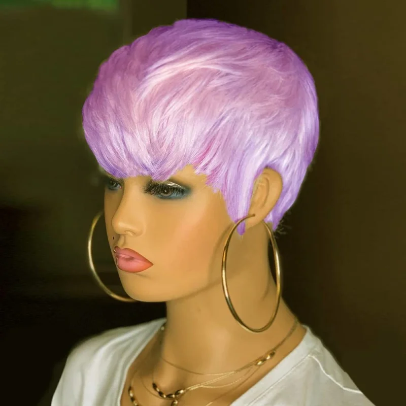 European and American daily style wigs for women, purple short straight wig with bangs
European and American daily style wigs for women, purple short straight wig with bangs