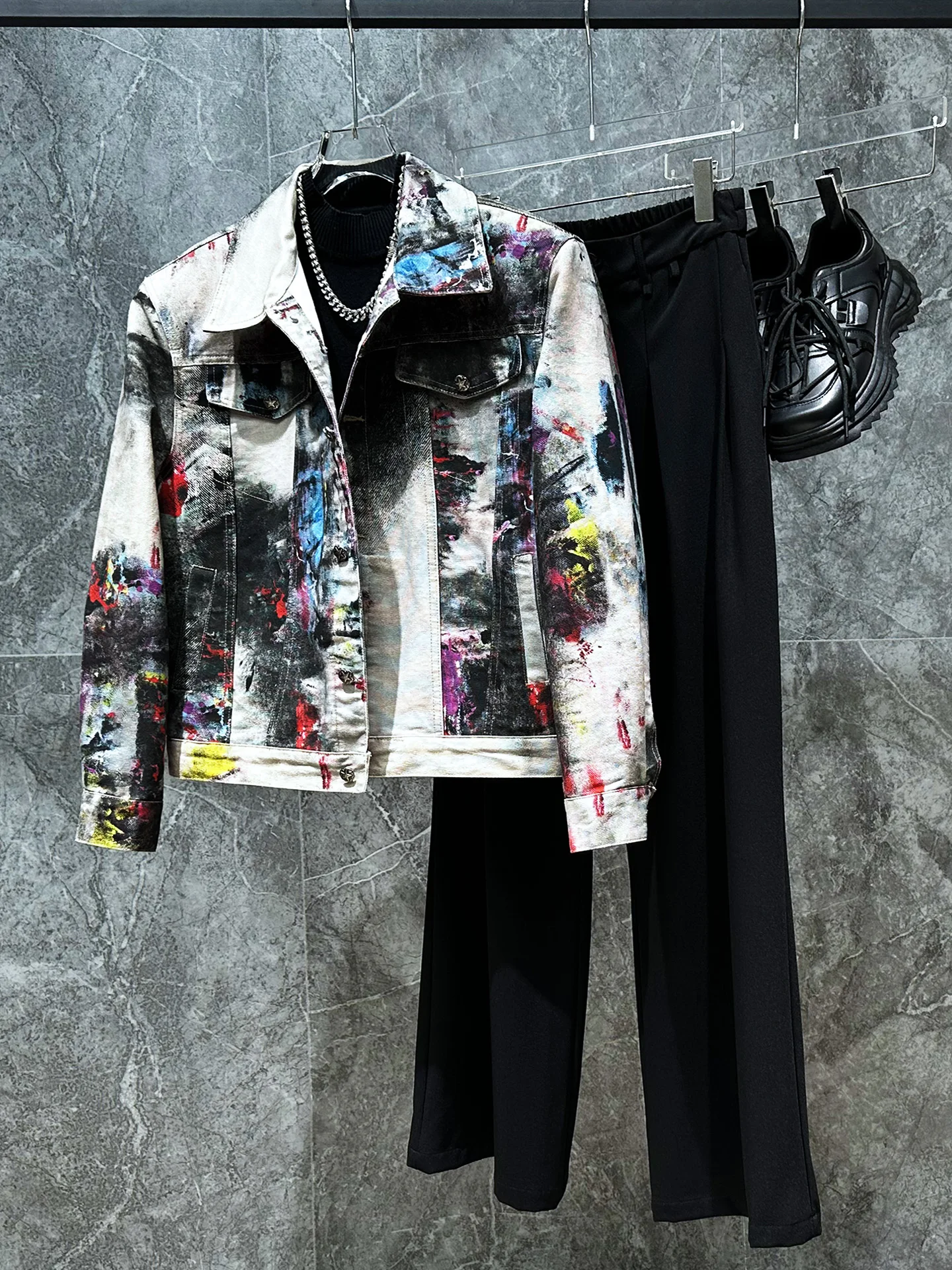 Retro Tie Dye Denim Jaet Loose Casual Men's Spring Autumn ort Sle Polyester Fabric Youth Faion Outerwear Jaet
Retro Tie Dye Denim Jaet Loose Casual Men's Spring Autumn ort Sle Polyester Fabric Youth Faion Outerwear Jaet