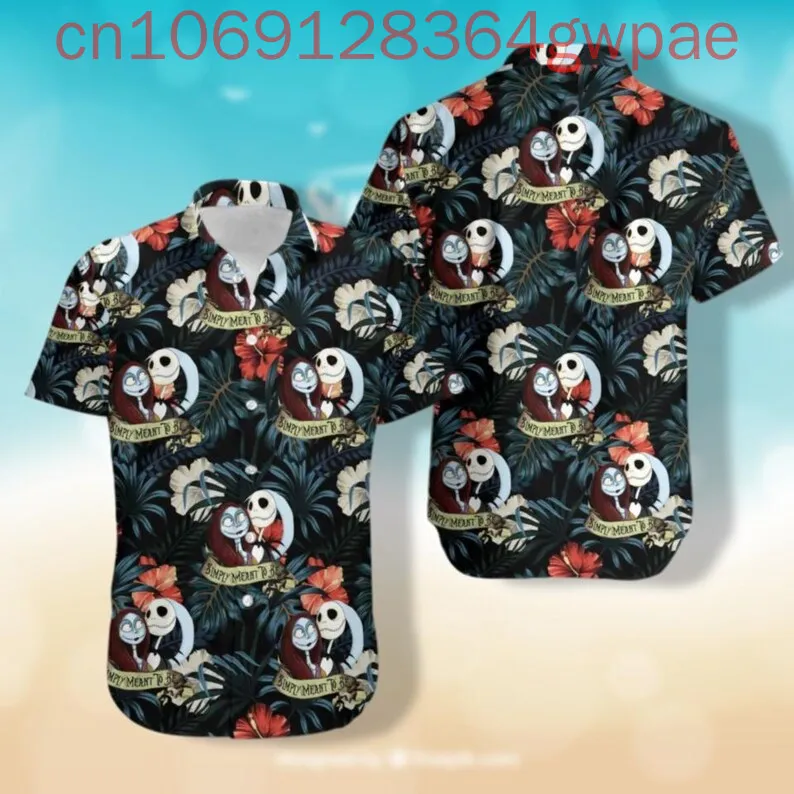 Гавайские рубашки Disney The Nightmare Before Jack Skellington, мужские и женские детские летние повседневные пляжные рубашки на пуговицах с короткими рукавами 
Гавайские рубашки Disney The Nightmare Before Jack Skellington, мужские и женские детские летние повседневные пляжные рубашки на пуговицах с короткими рукавами