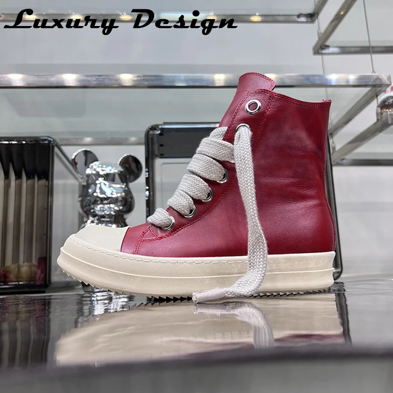 Women High Top Jumbo Lace Up Main Line Thick Sole Red Fashion Designer Sneakers Leather Men Women Casual Shoes Flats Boots
Women High Top Jumbo Lace Up Main Line Thick Sole Red Fashion Designer Sneakers Leather Men Women Casual Shoes Flats Boots