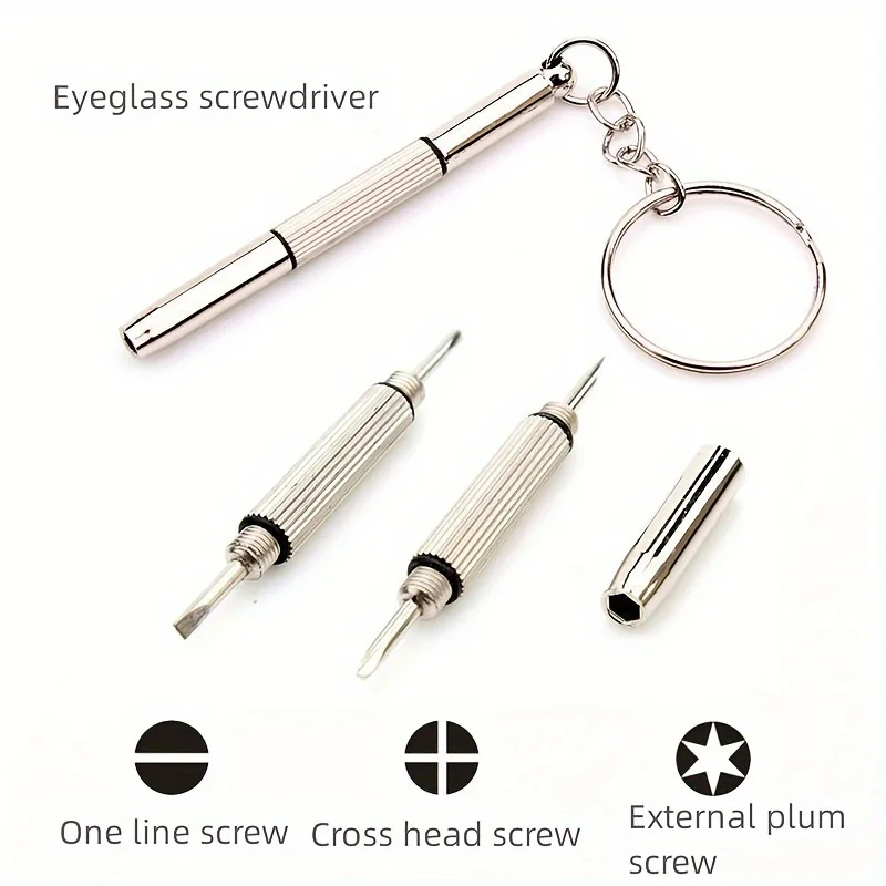 1set-3pcs Stainless Steel Eyeglass Screwdrivers with Keyring with Interchangeable Tips (One-Line, Cross-Head, External Plum)
1set-3pcs Stainless Steel Eyeglass Screwdrivers with Keyring with Interchangeable Tips (One-Line, Cross-Head, External Plum)