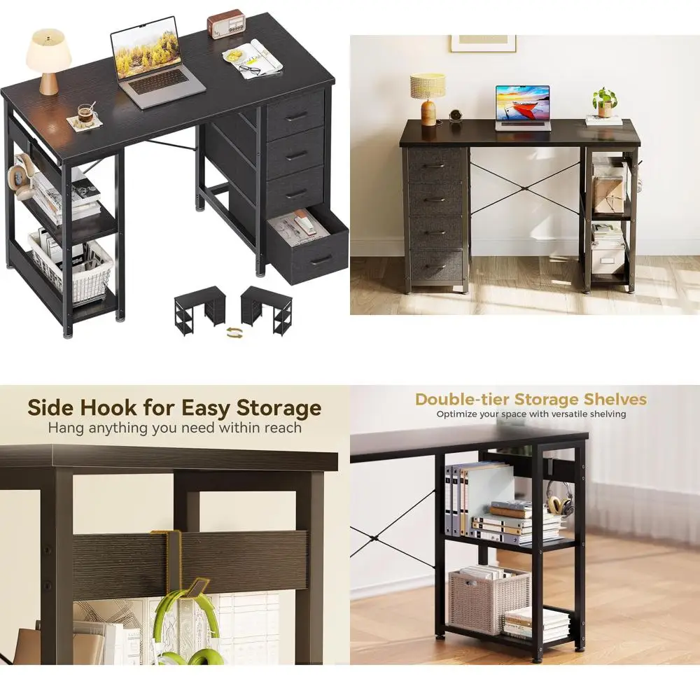Компактный компьютерный стол 40x40 см с тканевыми ящиками, идеально подходит для небольших помещений, домашнего офиса и кабинета, с полками для хранения, черный
Компактный компьютерный стол 40x40 см с тканевыми ящиками, идеально подходит для небольших помещений, домашнего офиса и кабинета, с полками для хранения, черный