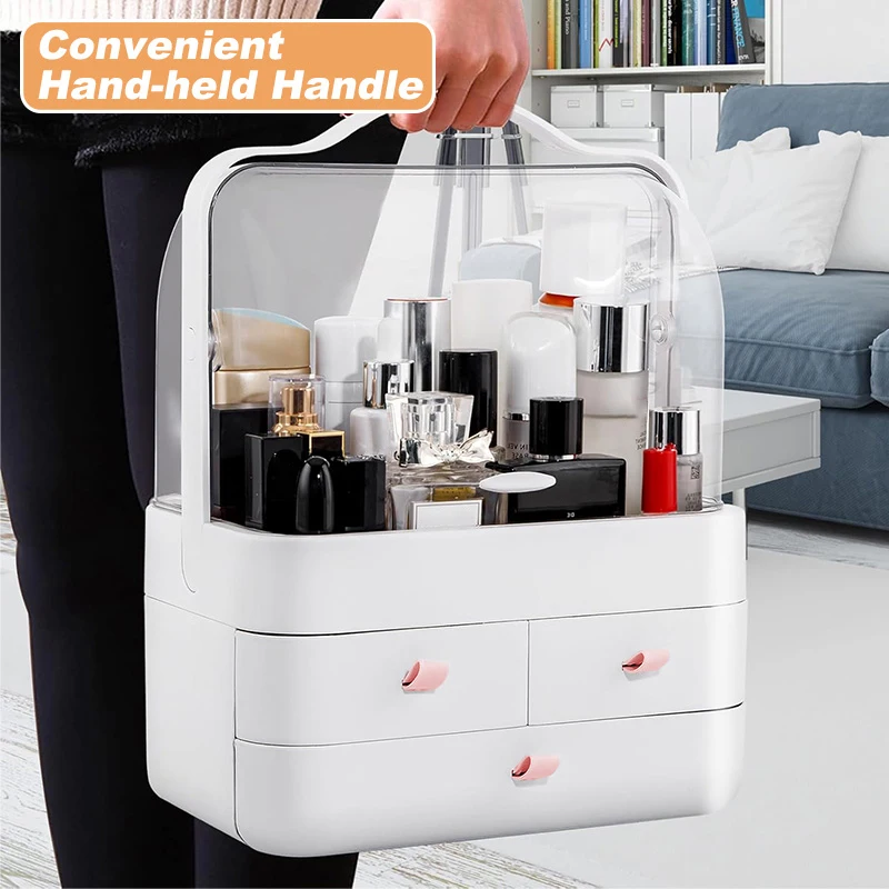 Large Capacity White/Pink Cosmetic Organizer with Transparent Drawers, Elegant Plastic Jewelry Storage Box for Desktop Vanity
Large Capacity White/Pink Cosmetic Organizer with Transparent Drawers, Elegant Plastic Jewelry Storage Box for Desktop Vanity