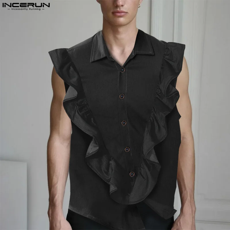 INCERUN Tops 2022 American Style New Men's Fashion Ruffle Sleeveless Blouse Casual Male Solid All-match Lapel Button Shirt S-5XL
INCERUN Tops 2022 American Style New Men's Fashion Ruffle Sleeveless Blouse Casual Male Solid All-match Lapel Button Shirt S-5XL