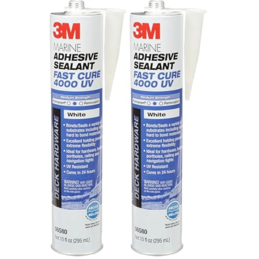 Marine Adhesive Sealant 4000 UV, PN06580, White, 295 mL Cartridge Pack of 2
Marine Adhesive Sealant 4000 UV, PN06580, White, 295 mL Cartridge Pack of 2